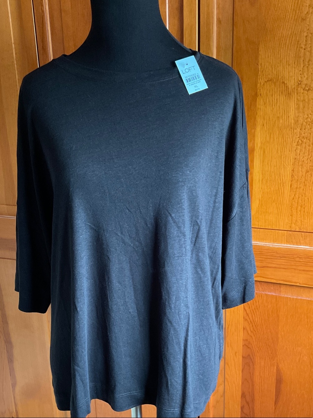 LOFT Black Short Sleeve Relaxed Knit Tee